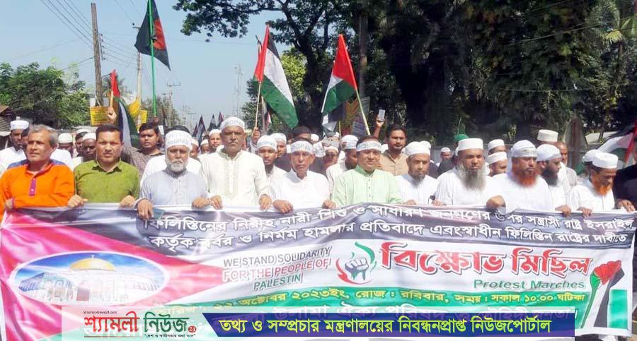 নকলায় ফিলিস্তিনের উপর বর্বরোচিত হামলার প্রতিবাদে বিক্ষোভ মিছিল ও প্রতিবাদ সমাবেশ