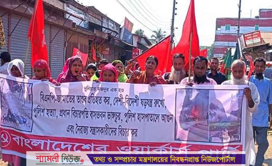 সন্ত্রাস নৈরাজ্য ও অবরোধের প্রতিবাদে নালিতাবাড়ীতে বিক্ষোভ সমাবেশ