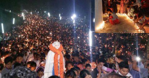 হাজারো মোমবাতির আলোয় আলোকিত নালিতাবাড়ীর গারো পাহাড়