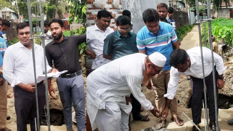 ঝিনাইগাতী সরকারি মডেল পাইলট উচ্চ বিদ্যালয়ে সীমানা প্রাচীর নির্মাণ কাজের উদ্বোধন